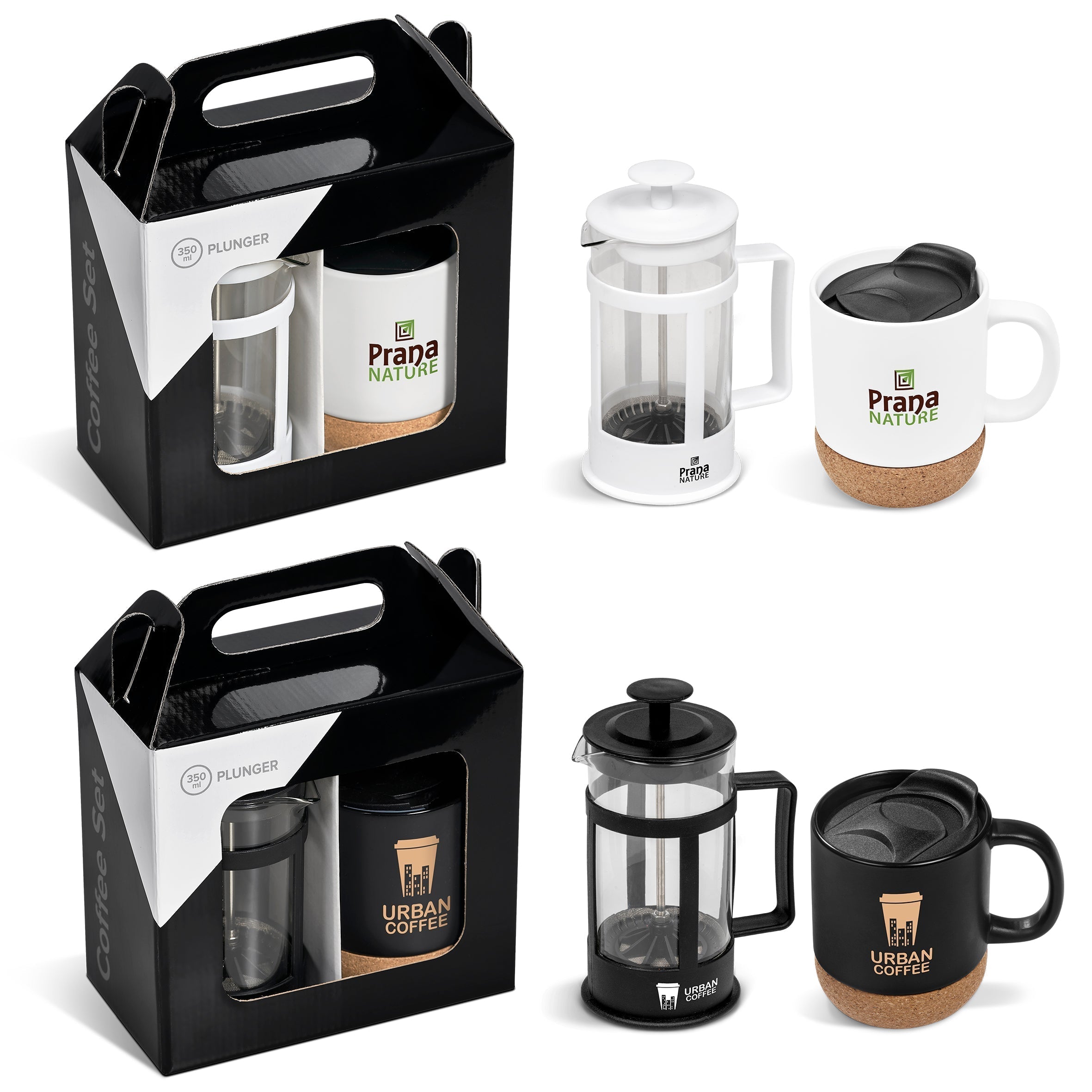 Café Kaiden Coffee Set - White - Solid White Only-Black-BL