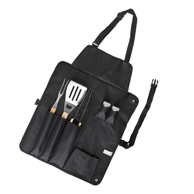 6 Piece Barbeque Braai Set in Apron Black / STD / Regular