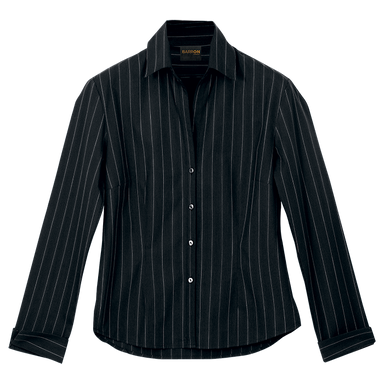 Ladies Civic Blouse Long Sleeve Black/White / SML /