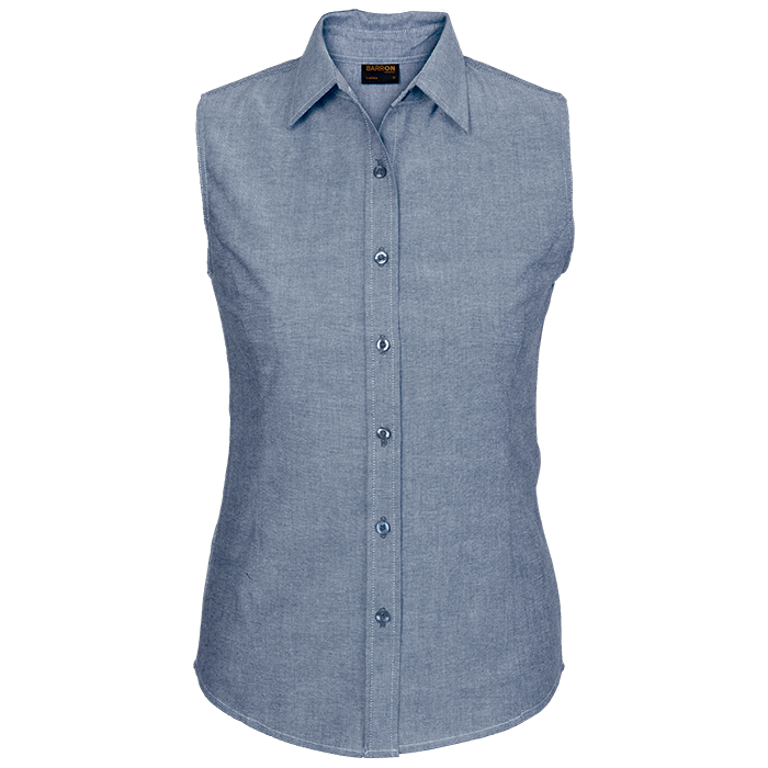 Ladies Oxford Blouse Sleeveless  Navy / SML / Last
