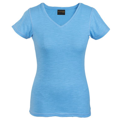 Ladies Slub V Neck T-Shirt  Atlantic Blue / XS /