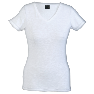 Ladies Slub V Neck T-Shirt  White / XS / Last Buy