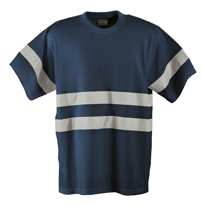 150g Poly Cotton Safety T-Shirt with tape Navy / SML / Regular - High Visibility