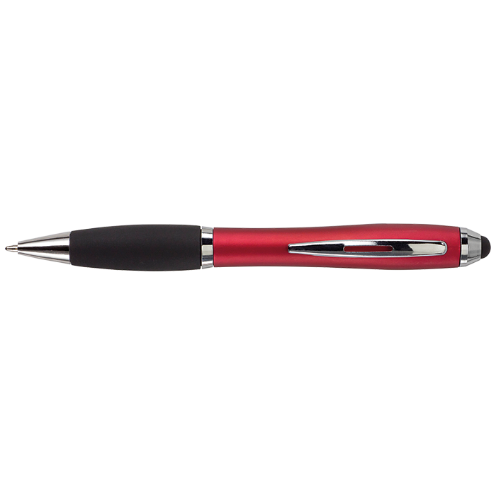 Ballpoint Pen with Rubber Grip and Stylus Red / STD / Regular - Writing Instruments