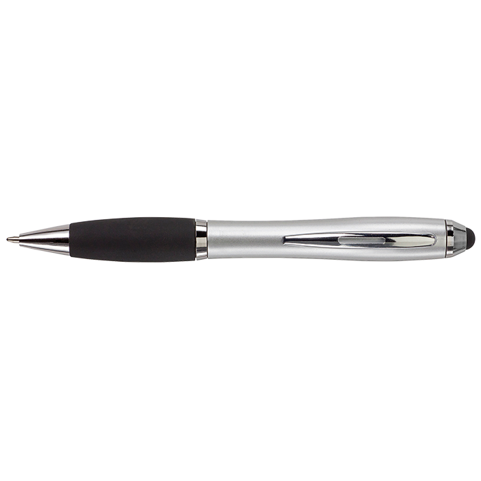 Ballpoint Pen with Rubber Grip and Stylus Silver / STD / Regular - Writing Instruments