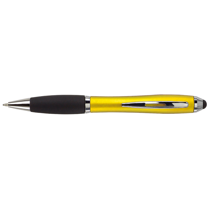 Ballpoint Pen with Rubber Grip and Stylus Yellow / STD / Regular - Writing Instruments