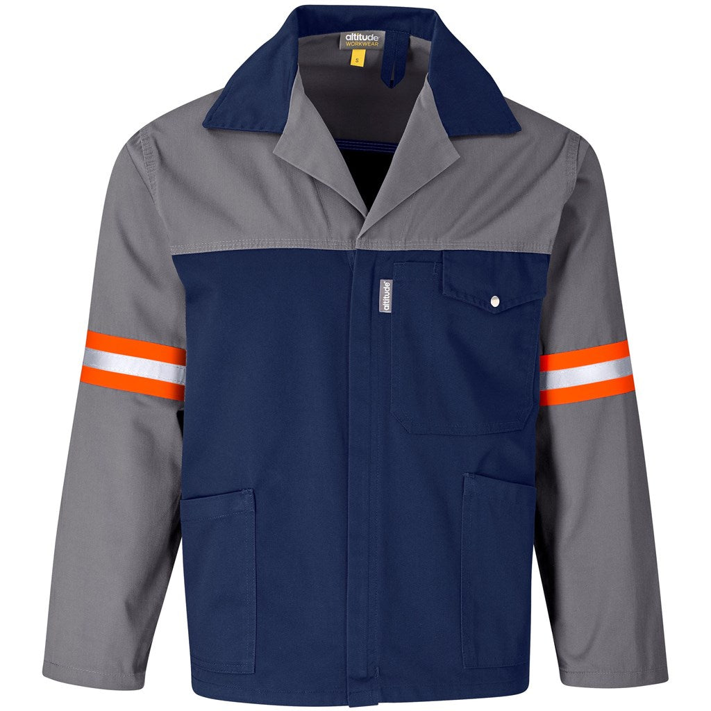 Two-Tone Polycotton Work Jacket - Reflective Arms & Back - Orange Tape