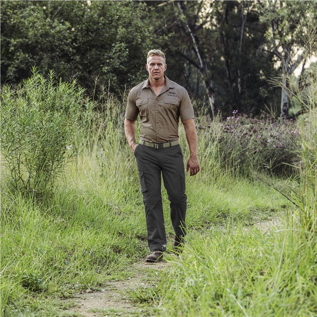 Mens Cargo Zip Off Pants  - Brown