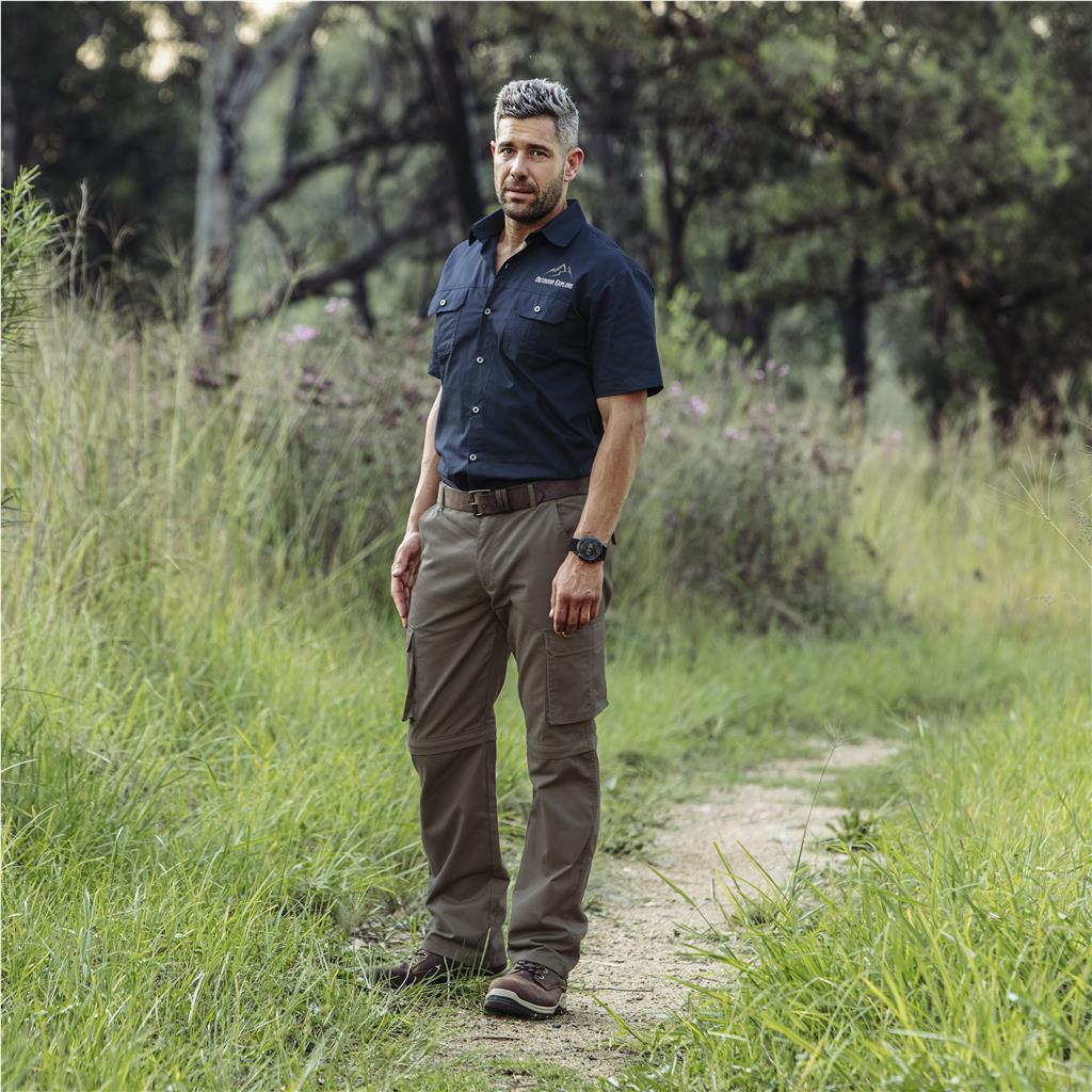 Mens Cargo Zip Off Pants  - Brown