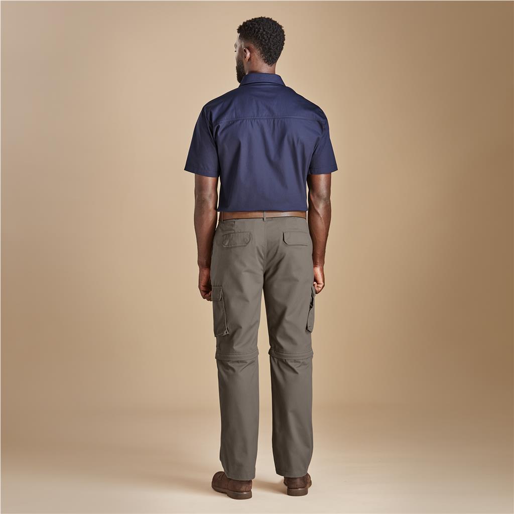 Mens Cargo Zip Off Pants  - Brown