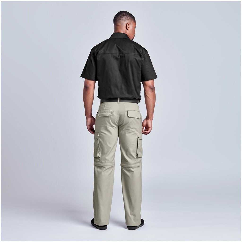 Mens Cargo Zip Off Pants  - Brown