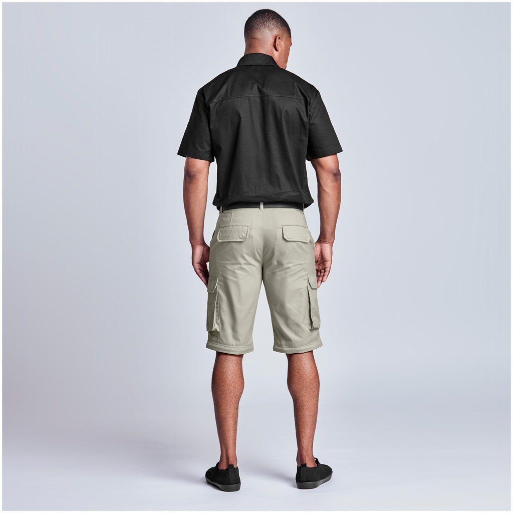 Mens Cargo Zip Off Pants  - Brown