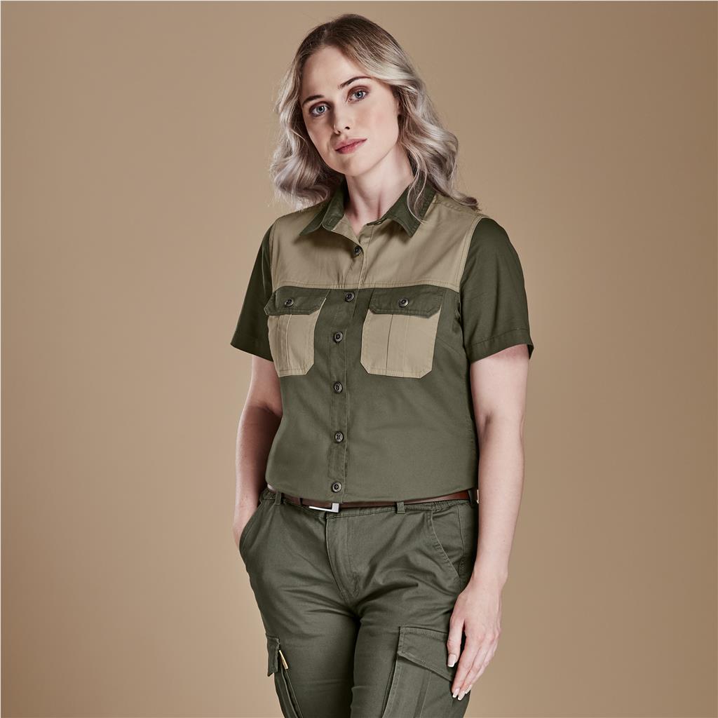 Ladies Short Sleeve Serengeti 2-Tone Bush Shirt