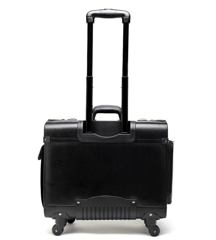 Leather Laptop Pilot Case with Wheels