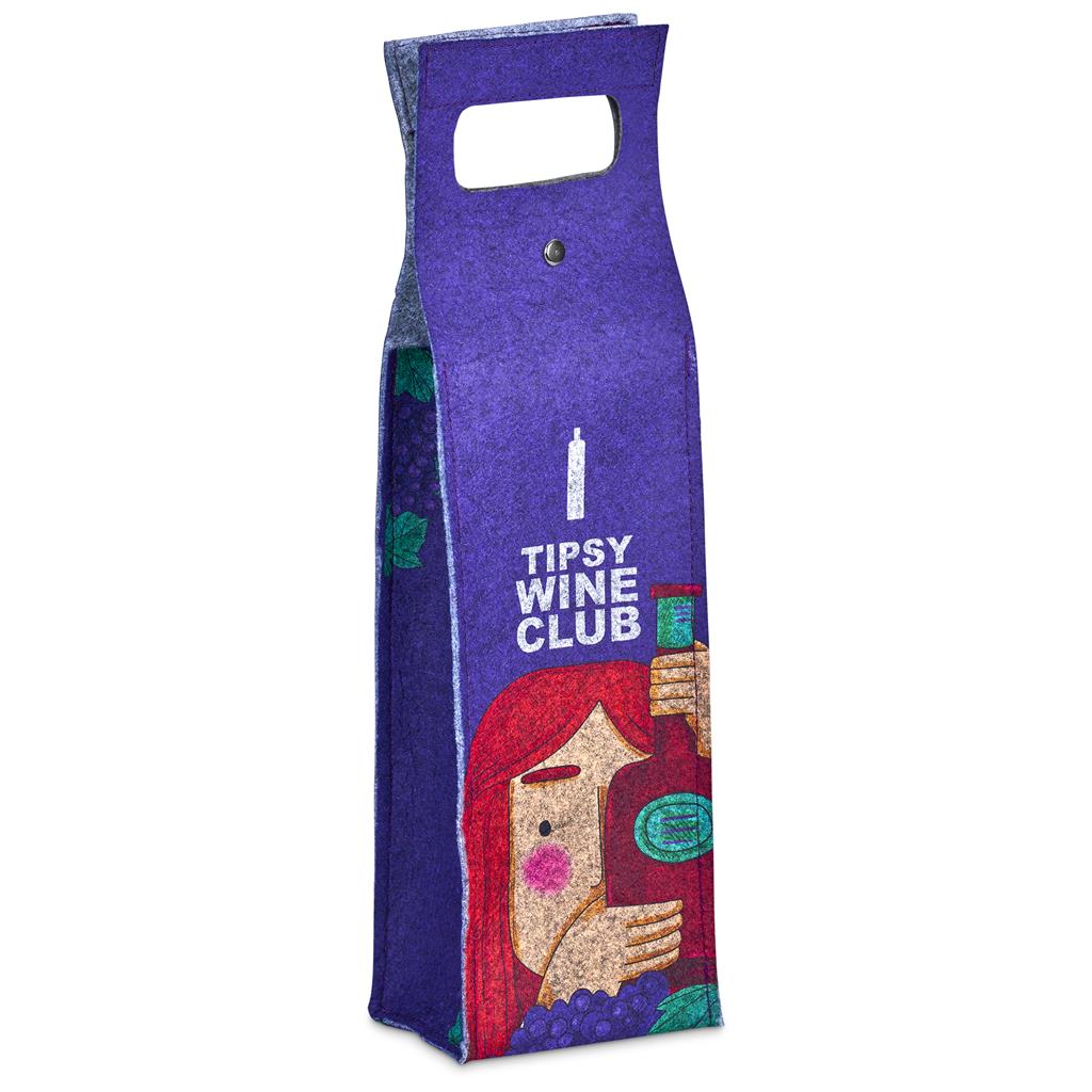 Pre-Production Sample Custom Velto RPET Felt Single Wine Carrier