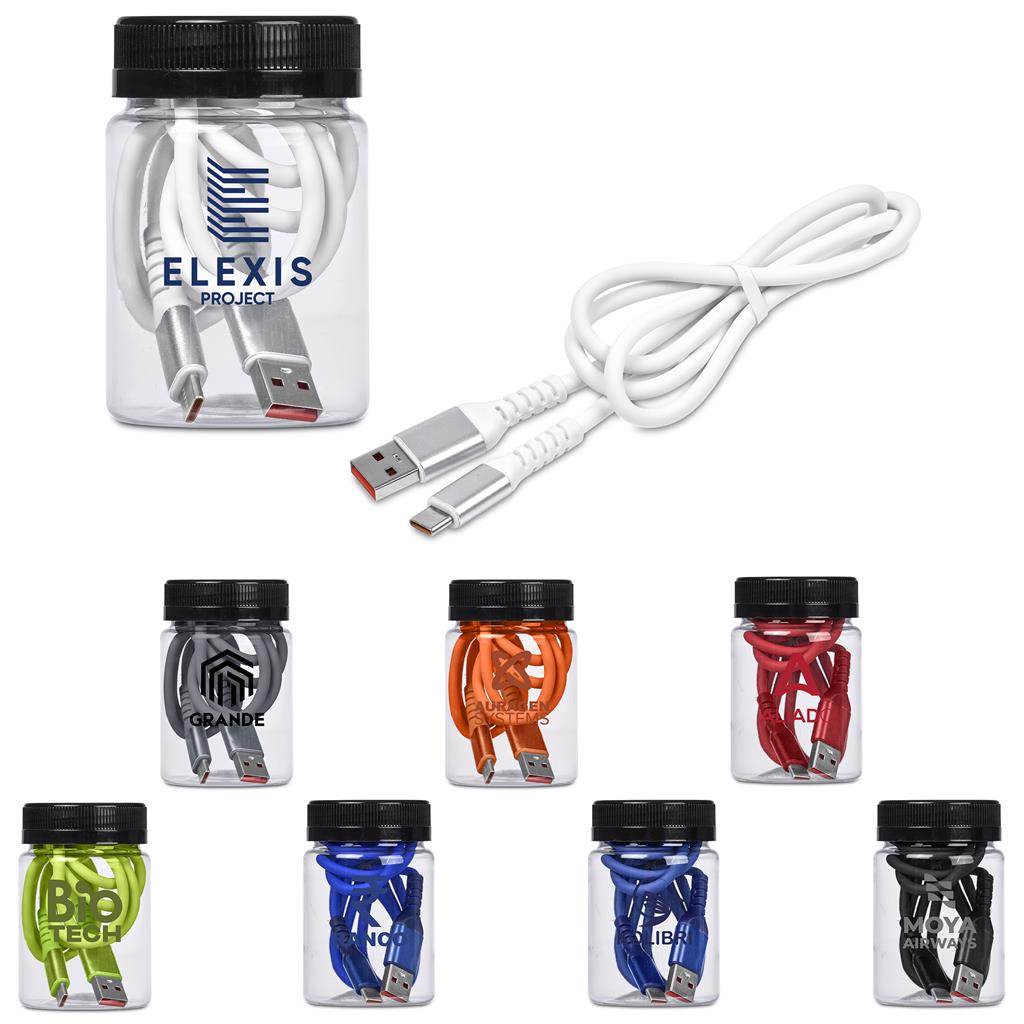 Capsit Fast Charge A2C Cable in Jar