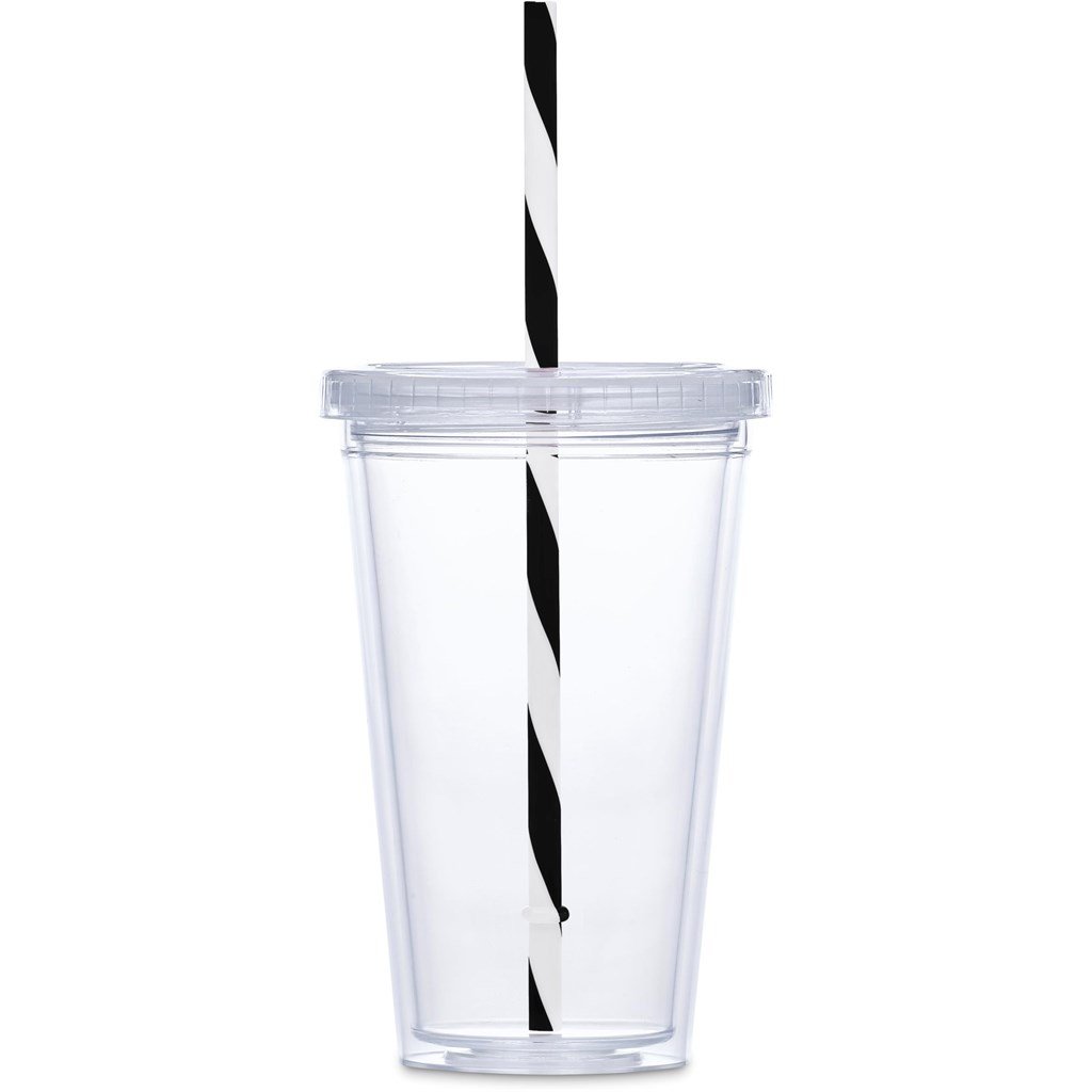 Malibu Double-Wall Plastic Tumbler & Straw - 470ml