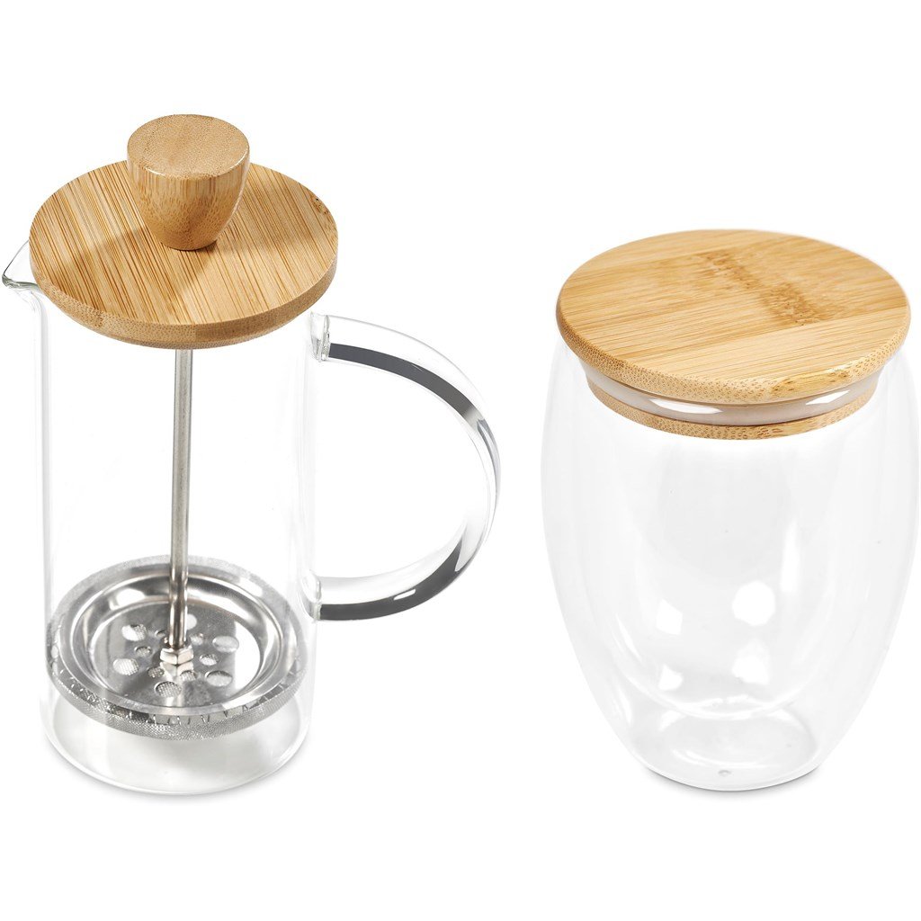 Aibo Glass & Bamboo Coffee Set