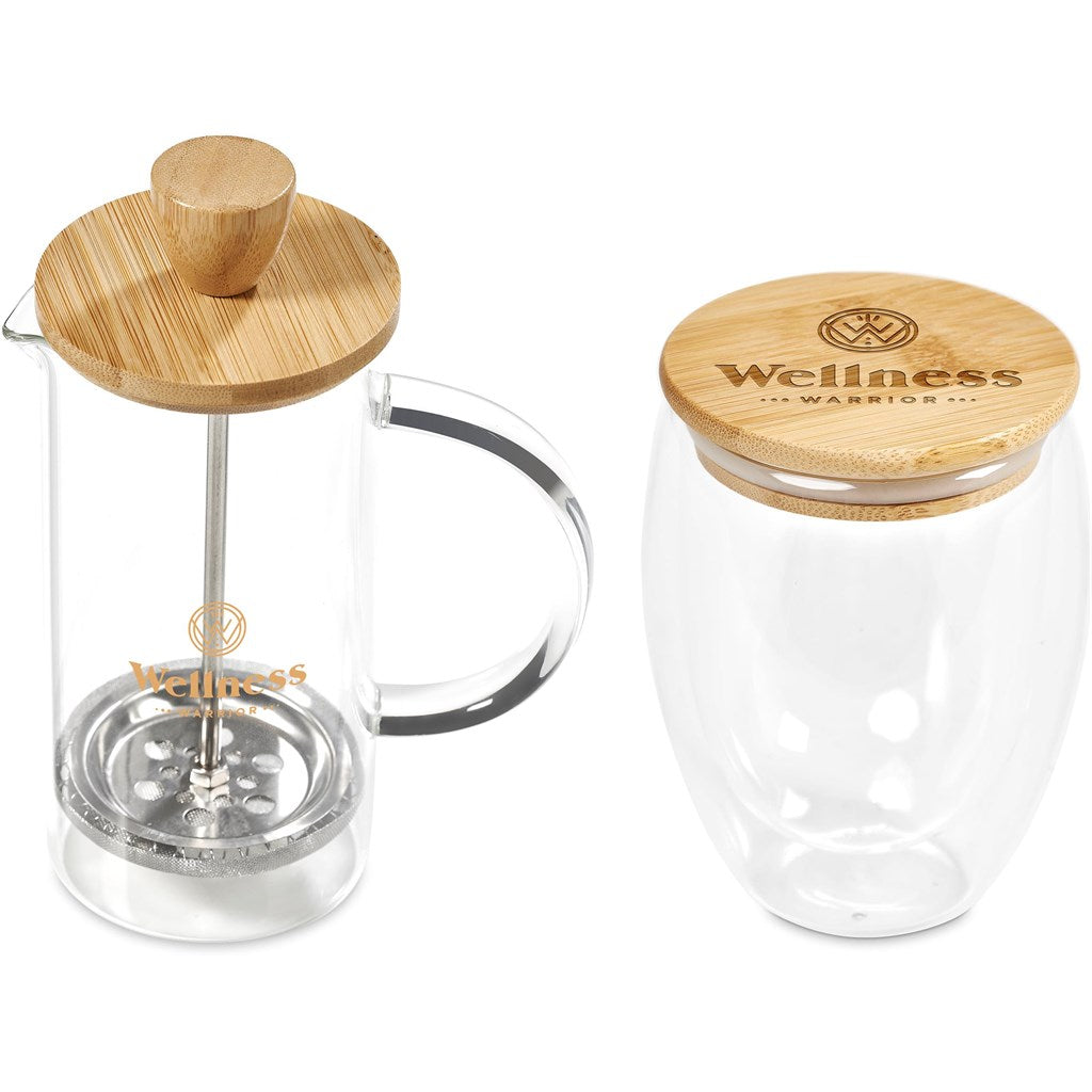 Aibo Glass & Bamboo Coffee Set