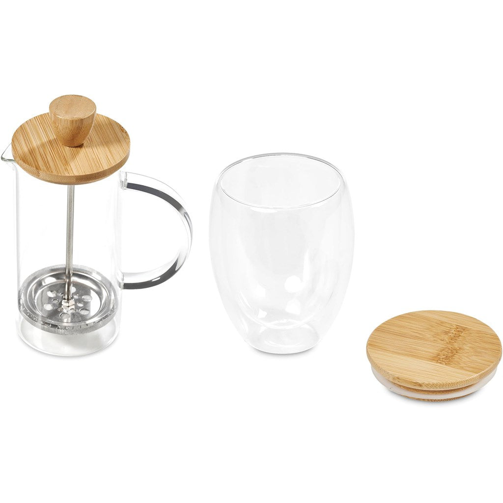 Aibo Glass & Bamboo Coffee Set