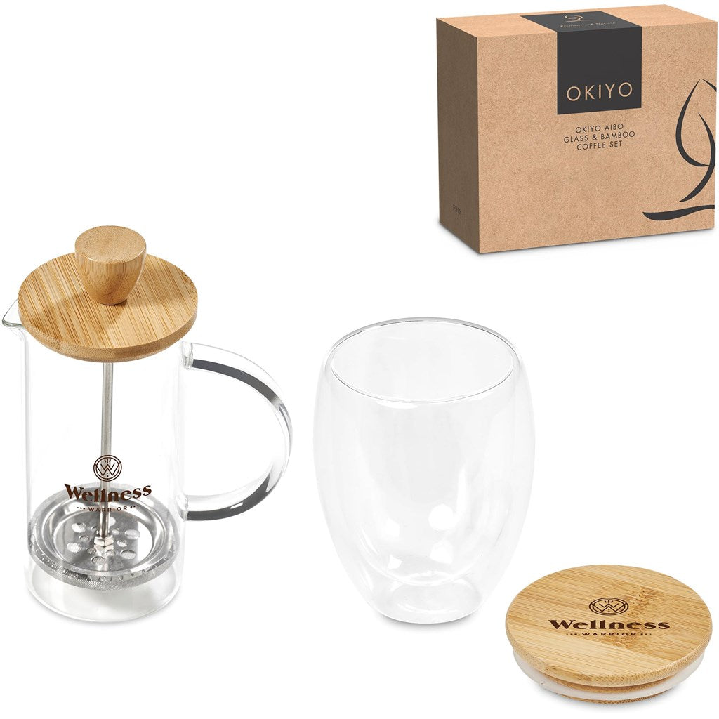 Aibo Glass & Bamboo Coffee Set