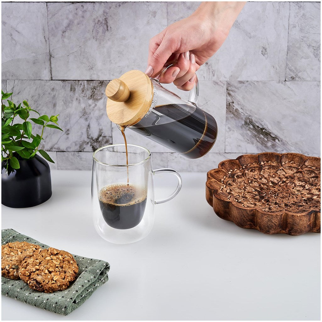 Osu Glass & Bamboo Coffee Plunger - 350ml