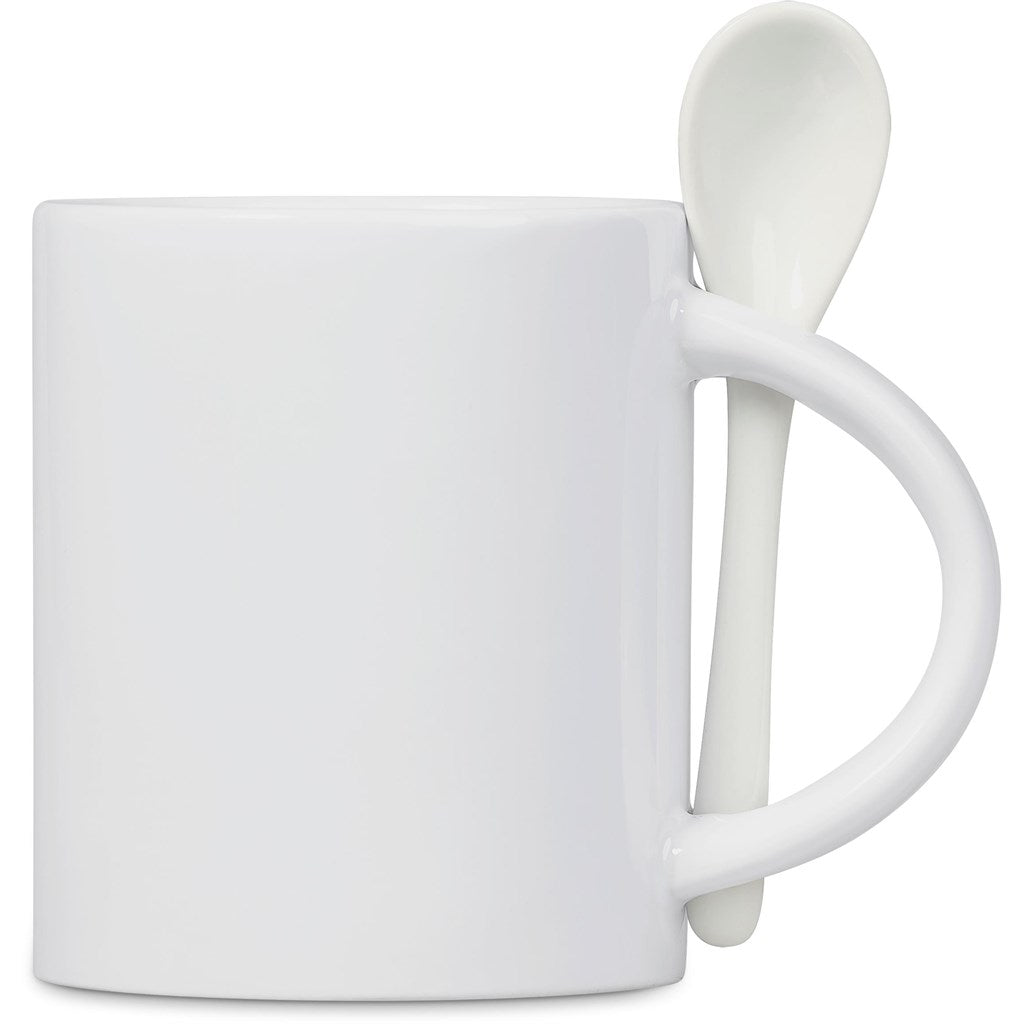 Eden Sublimation Ceramic Coffee Mug & Spoon Set - 320ml