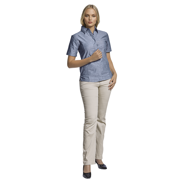 Ladies Oxford Blouse Short Sleeve