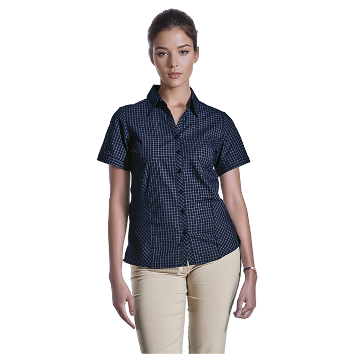 Ladies Pioneer Check Blouse Short Sleeve