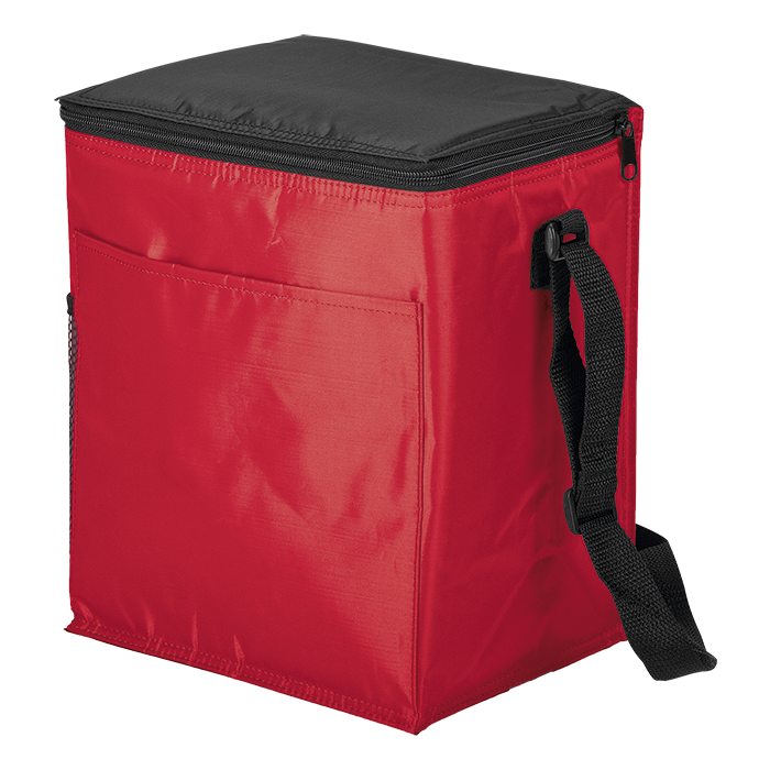 BC0006 - 12 Can Cooler with 2 Exterior Pockets - 70D - PEVA Lining Red / STD / Regular - Coolers