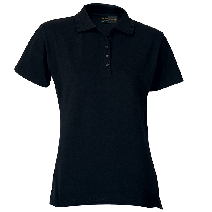 200g Ladies Pique Knit Golfer Black / XS / Regular - Golf Shirts