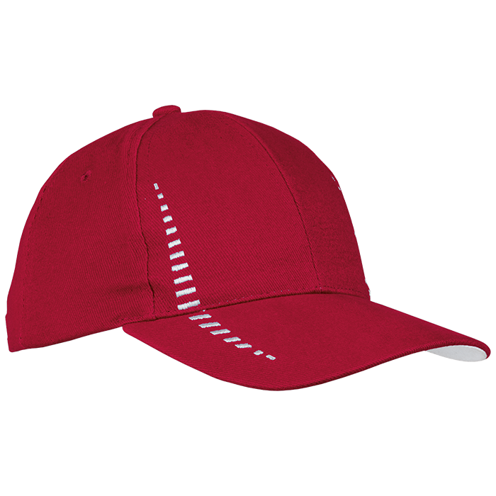 6-Panel Heavy Brushed Cotton Cap Red/White / STD / Regular - Caps