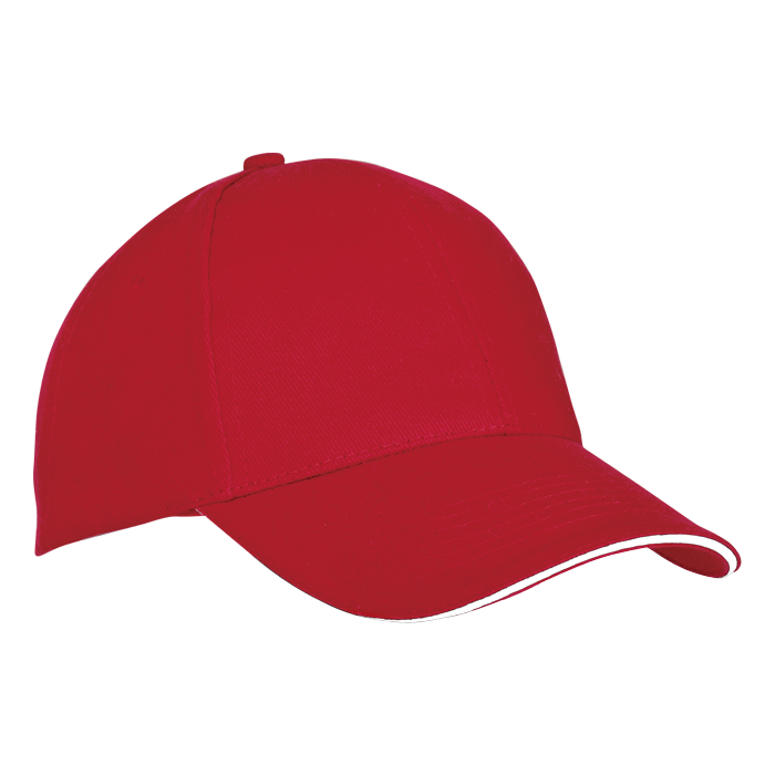 6 Panel Sandwich Peak Cap Red/White / STD / Regular - Caps