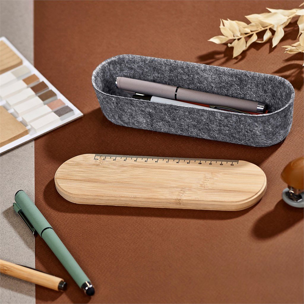 Byoga Recycled PET Felt & Bamboo Stationery Case GREY - Stationery,Bamboo Products,Recycled Products,Stationery,Recycled