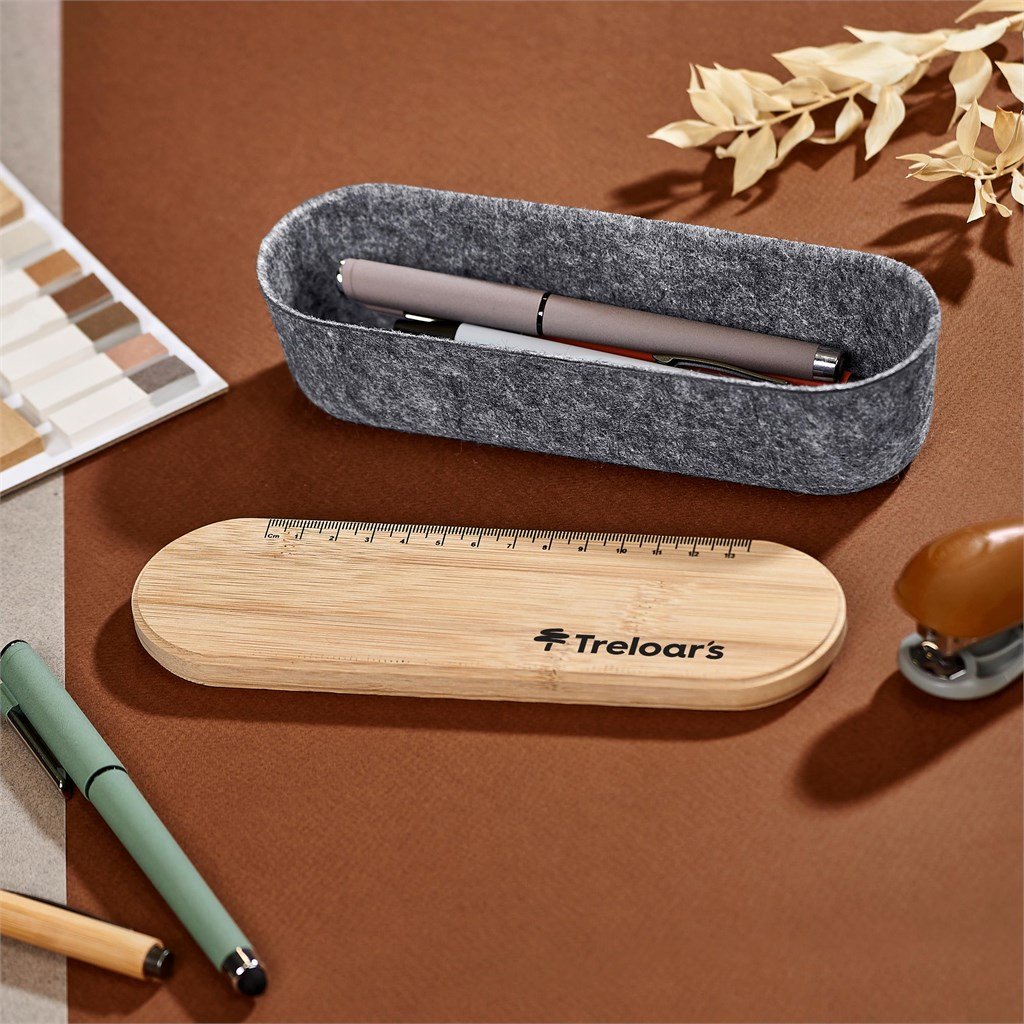 Byoga Recycled PET Felt & Bamboo Stationery Case GREY - Stationery,Bamboo Products,Recycled Products,Stationery,Recycled