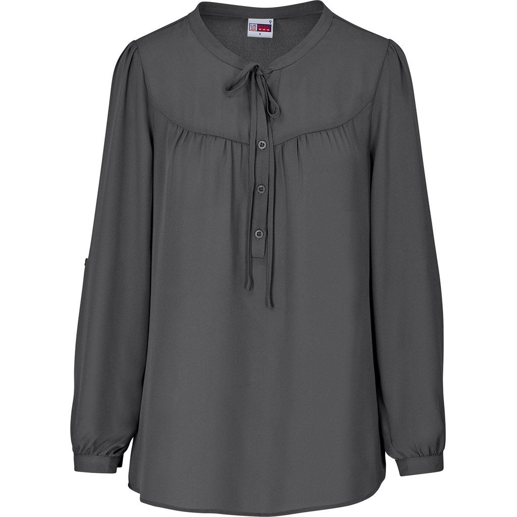 Ladies Long Sleeve Candice Blouse S / GREY - Lounge Shirts