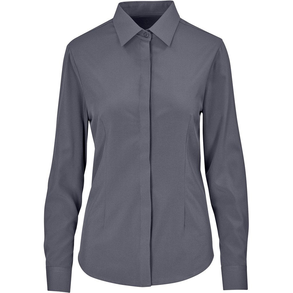 Ladies Long Sleeve Sorrento Shirt L / CHARCOAL - Lounge Shirts