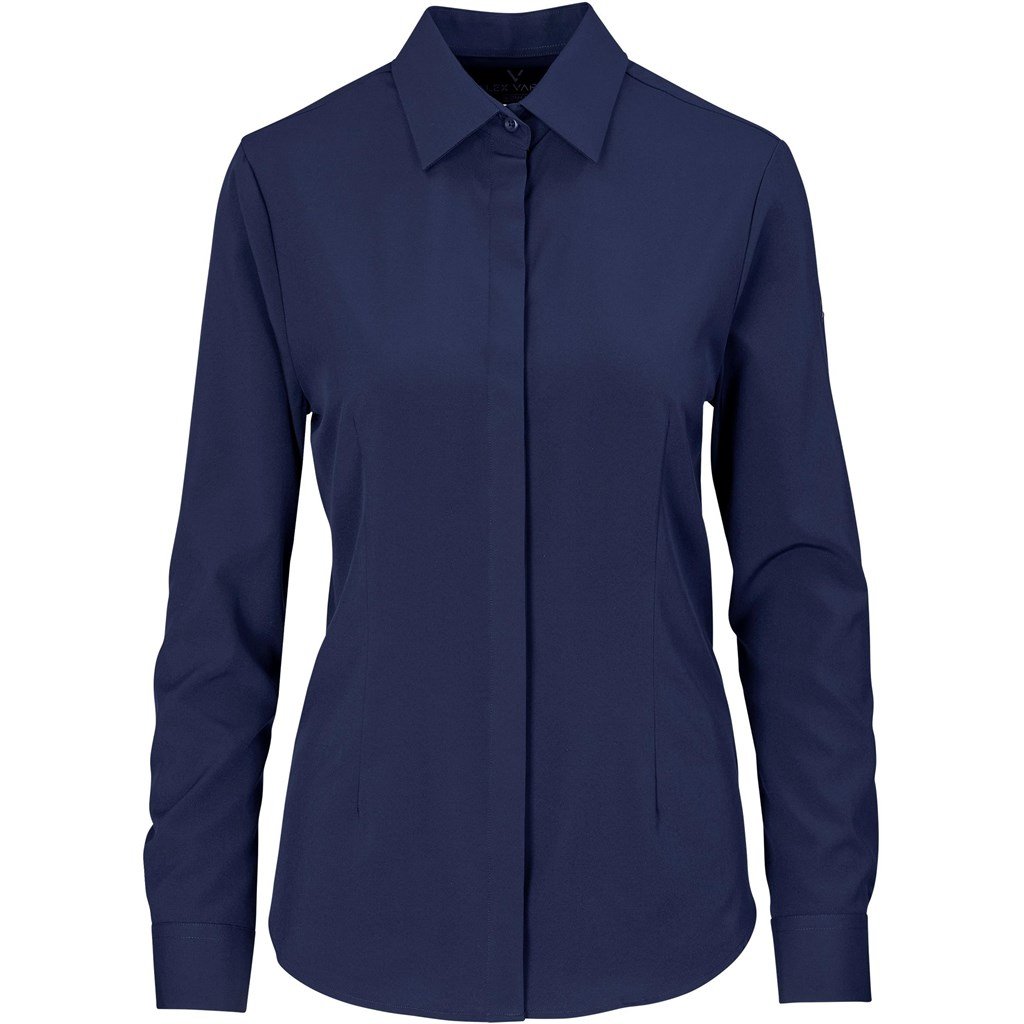 Ladies Long Sleeve Sorrento Shirt S / NAVY - Lounge Shirts