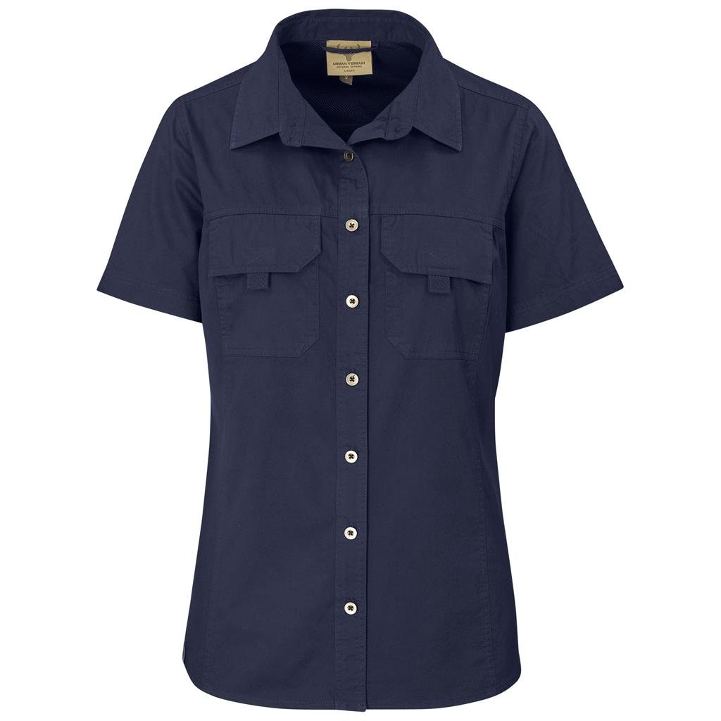 Ladies Short Sleeve Mawenzi Twill Shirt S / NAVY - New Clothing 2025,Shirts,Utility Shirts
