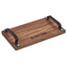 Large Farm Style Wooden Tray with Leather Straps NATURAL - Kitchen,Home and Living