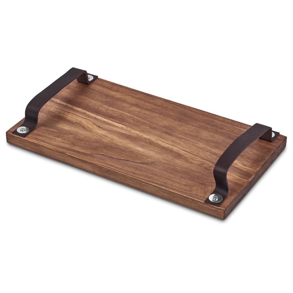 Large Farm Style Wooden Tray with Leather Straps NATURAL - Kitchen,Home and Living
