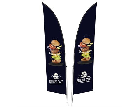 Legend 2M Sublimated Arcfin Double-Sided Flying Banner - 1 complete unit-Banners