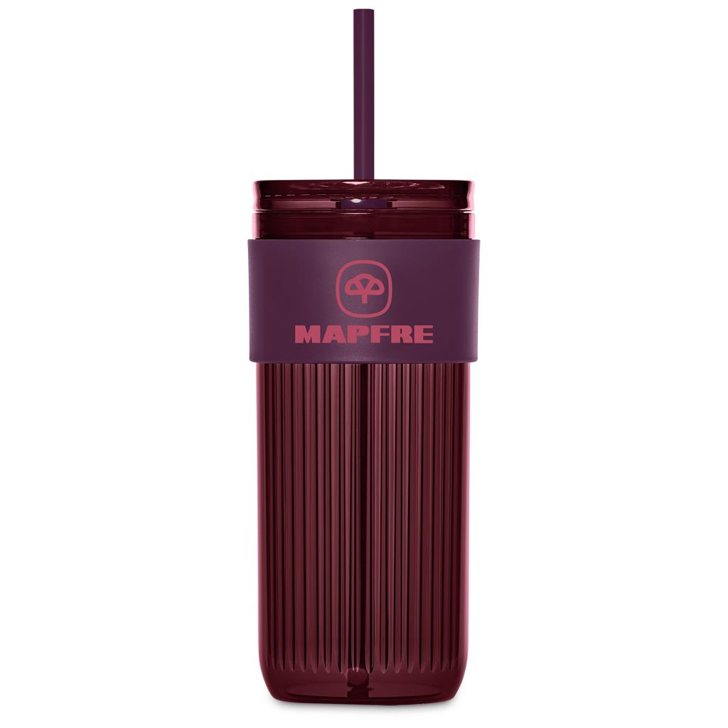 Mayfair Plastic Tumbler & Straw – 650ml MAROON - Drinkware,Travel Mugs and Tumblers,Drinkware