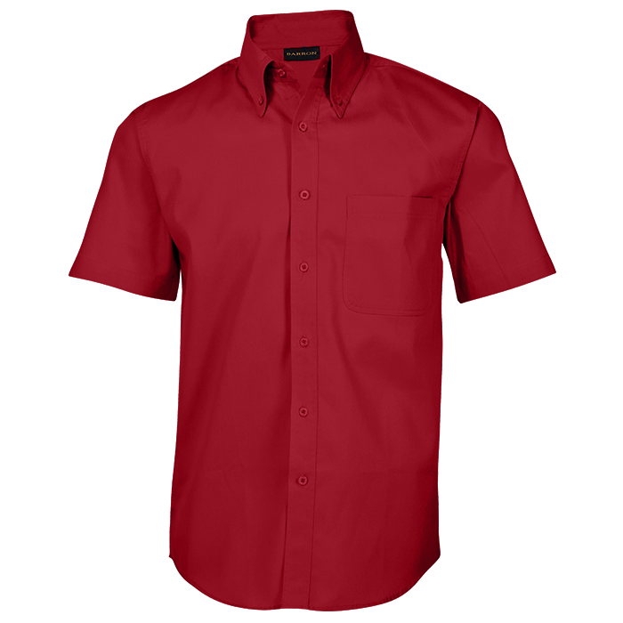 Mens Brushed Cotton Twill Lounge Short Sleeve Red / 3XL / Regular - Shirts-Corporate