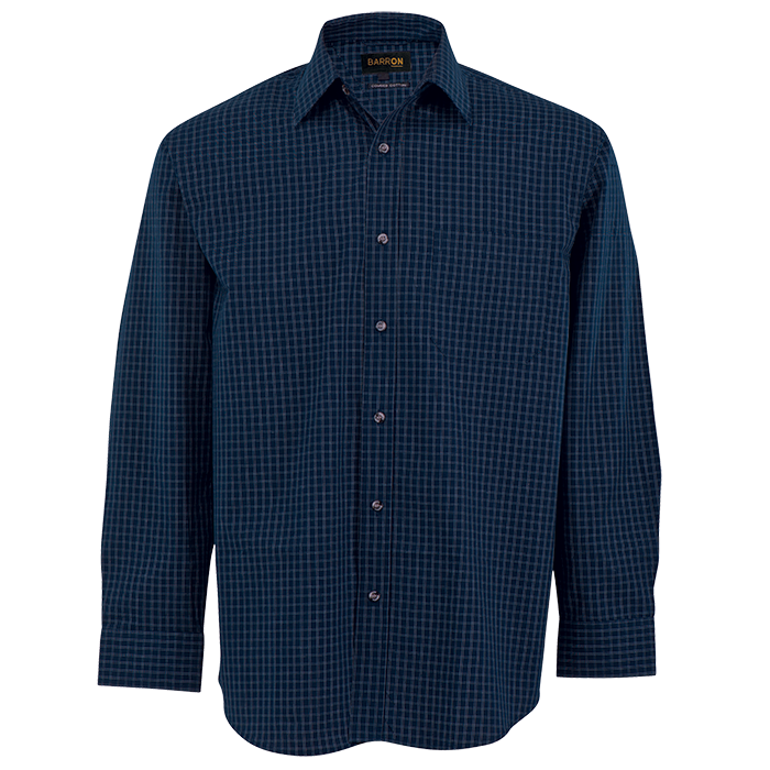 Mens Pioneer Check Lounge Long Sleeve Navy / SML / Regular - Shirts-Corporate