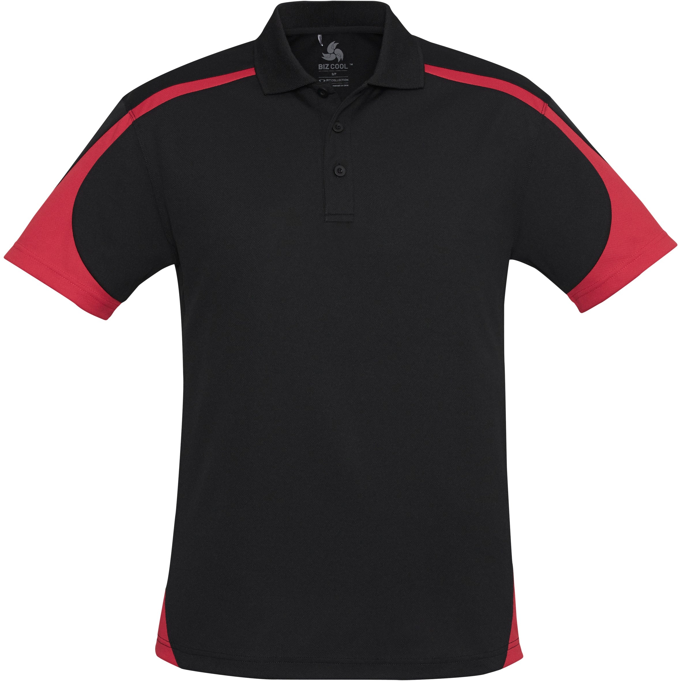 Mens Talon Golf Shirt-2XL-Black With Red-BLR