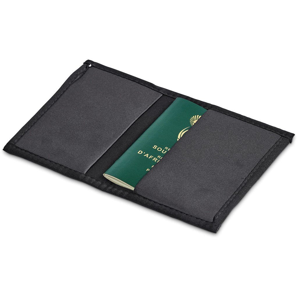 Pre-Printed Sample Custom Zambezi Neoprene Passport Cover BLACK - Travel Accessories