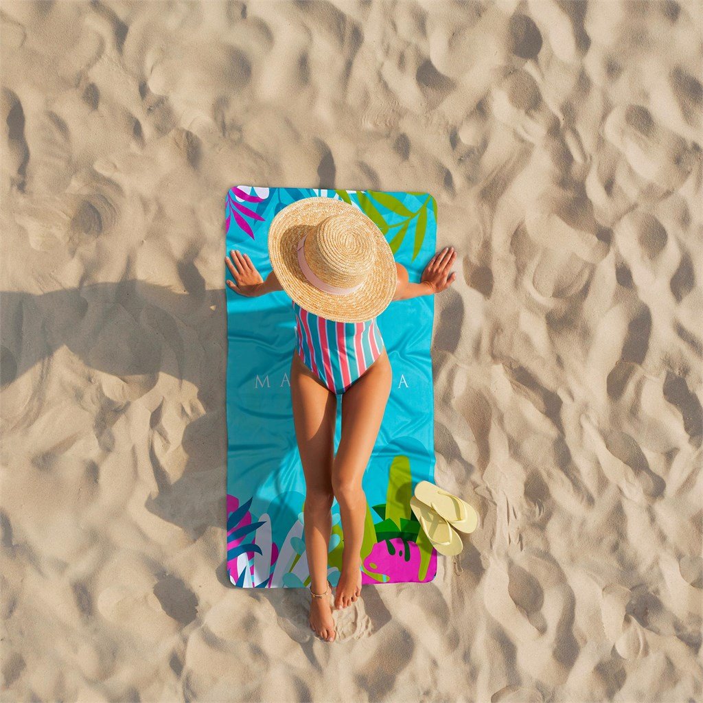 Pre-Production Sample Custom Hula Beach Towel - Dual Sided Branding SOLID WHITE - and Outdoor,Custom Sports Fitness