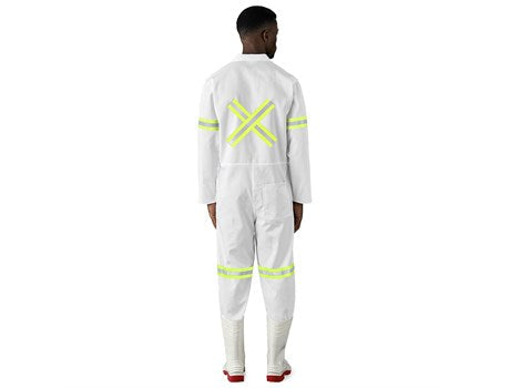 Safety Polycotton Boiler Suit - Reflective Arms Legs & Back - Yellow Tape-