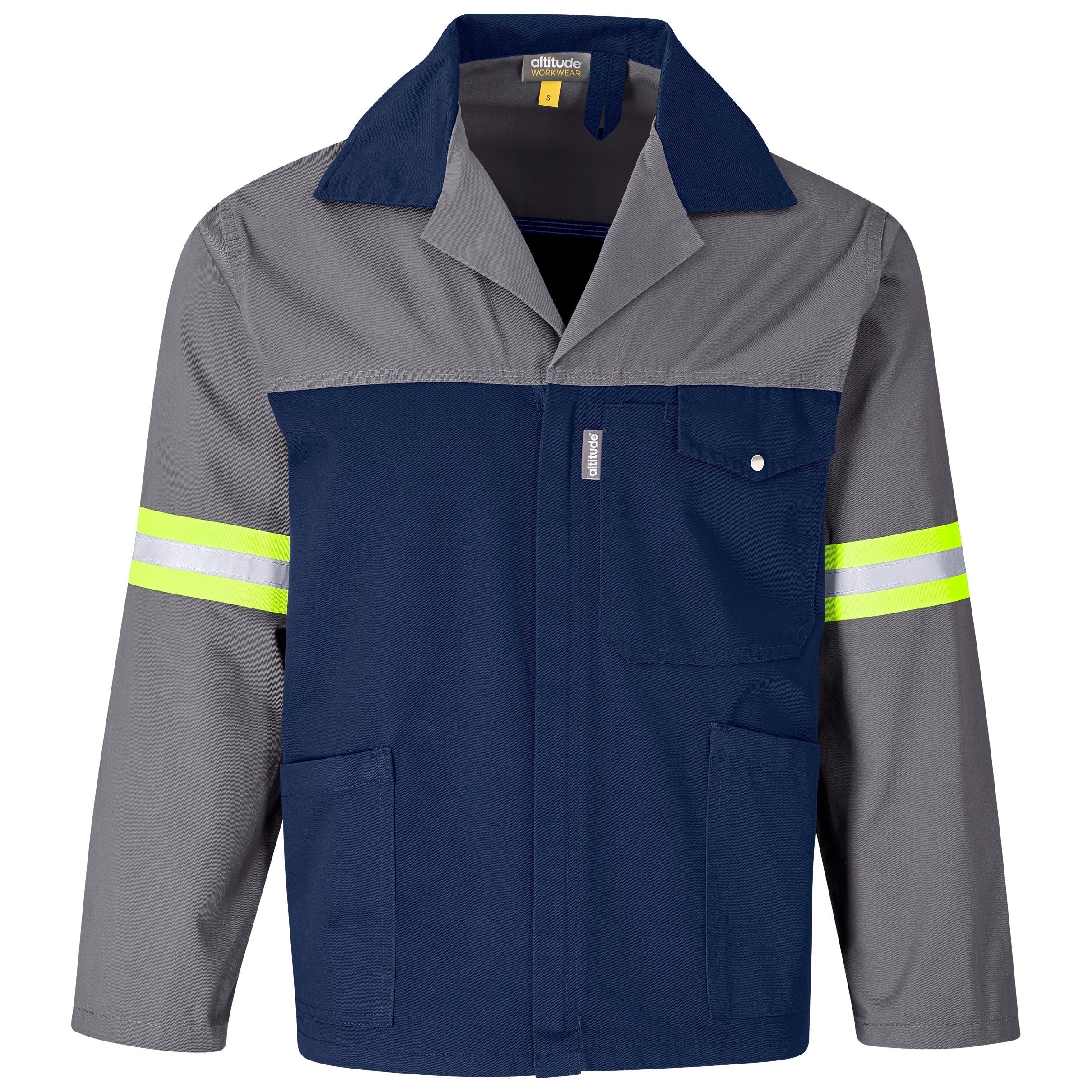 Site Premium Two-Tone Polycotton Jacket - Reflective Arms & Back - Yellow Tape-2XL-Grey-GY